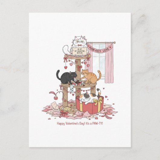 Personalized Cat's Meow Valentine's Day Postcard ポストカード (正面)