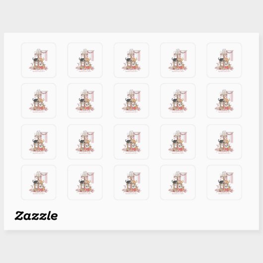 Personalized Cat's Meow Valentine's Day Stickers スクエアシール (シート)
