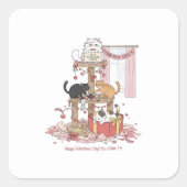 Personalized Cat's Meow Valentine's Day Stickers スクエアシール (正面)