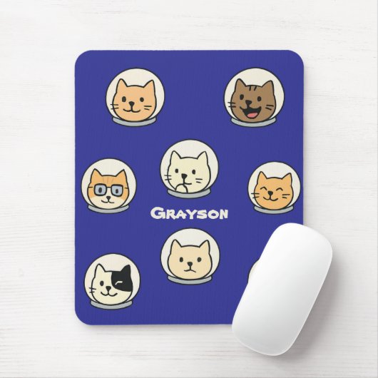 Personalized Catstronaut Mousepad With Name マウスパッド (マウス)
