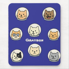Personalized Catstronaut Mousepad With Name マウスパッド