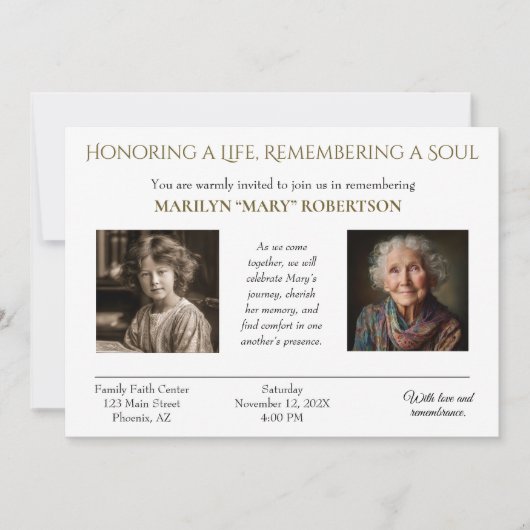 Personalized Celebration of Life Invitation 招待状 (正面)