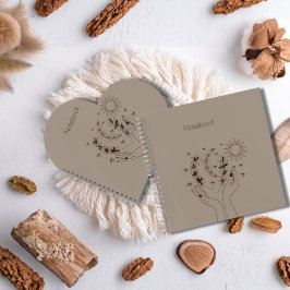 Personalized Celestial Floral Spiral Notebook ノートブック