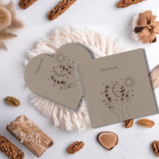 Personalized Celestial Floral Spiral Notebook ノートブック