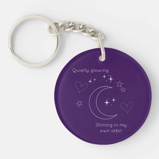 Personalized Celestial Line Art Purple Keychain キーホルダー (正面)