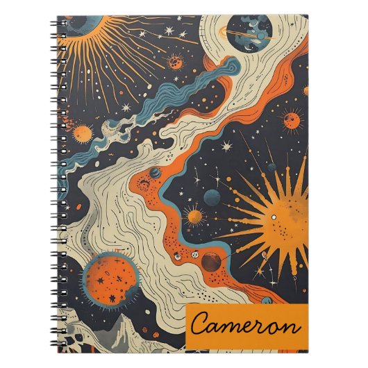 Personalized Celestial Notebook – Custom Name ノートブック (正面)