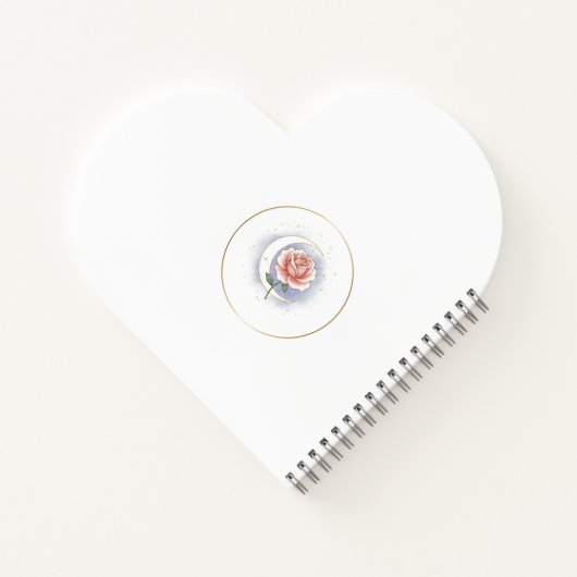 Personalized Celestial Rose Heart Spiral Notebook ノートブック (裏面)