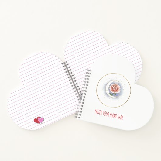 Personalized Celestial Rose Heart Spiral Notebook ノートブック (内部)