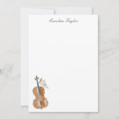 Personalized Cello Floral Watercolor Stationery ノートカード (正面)