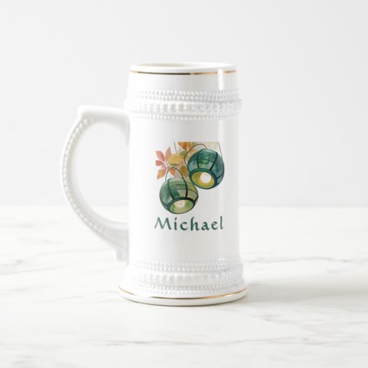 Personalized Celtic Lanterns Irish Beer Stein ビールジョッキ (左)