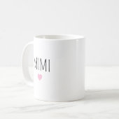 Personalized ceramic cute pink heart Mug for Mimi コーヒーマグカップ (正面左)