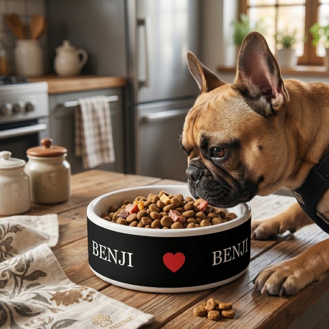 Personalized Ceramic Pet Bowl with Name & Red Hear ボウル (クリエイターアップロード済み)