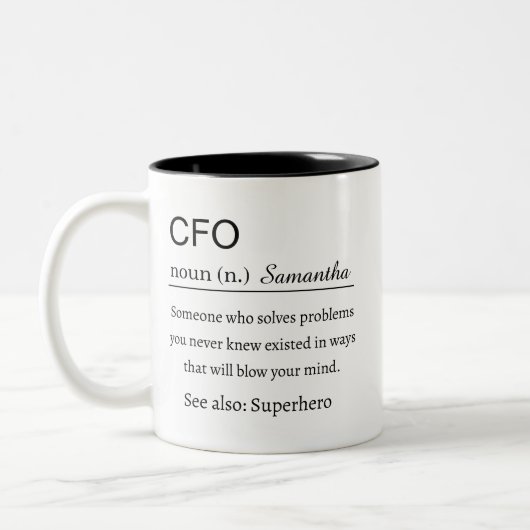 Personalized CFO Definition ツートーンマグカップ (左)