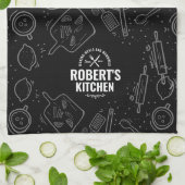 Personalized Chalkboard Doodle Kitchen Towel | Cus キッチンタオル (折り畳み)