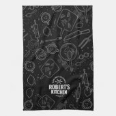 Personalized Chalkboard Doodle Kitchen Towel | Cus キッチンタオル (縦)
