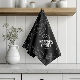 Personalized Chalkboard Doodle Kitchen Towel | Cus キッチンタオル