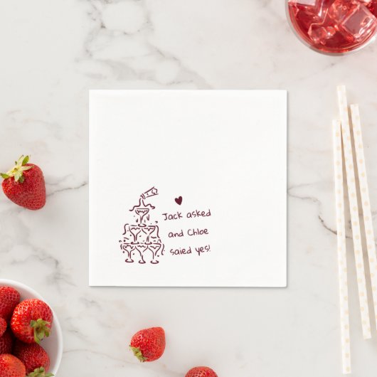 Personalized Champagne Glass Tower Wedding Napkins スタンダードカクテルナプキン (インサイチュ)