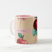 Personalized Charming Candy Apple Pattern ツートーンマグカップ (正面左)