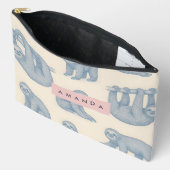 Personalized Charming Elegant Blue Sloth Pattern アクセサリーポーチ (見開き)