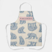 Personalized Charming Elegant Blue Sloth Pattern エプロン (正面)