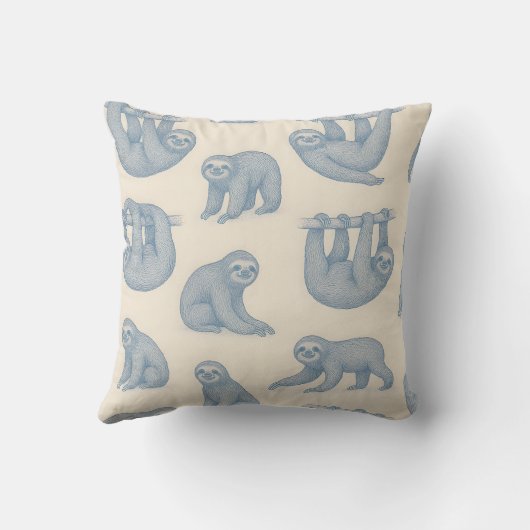 Personalized Charming Elegant Blue Sloth Pattern クッション (裏面)