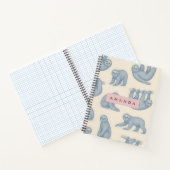 Personalized Charming Elegant Blue Sloth Pattern ノートブック (内部)