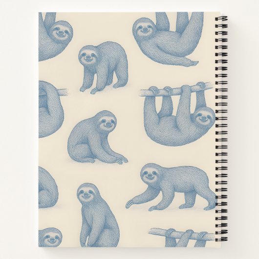 Personalized Charming Elegant Blue Sloth Pattern ノートブック (裏面)