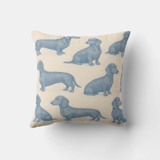 Personalized Charming Elegant Dachshund Pattern クッション (裏面)