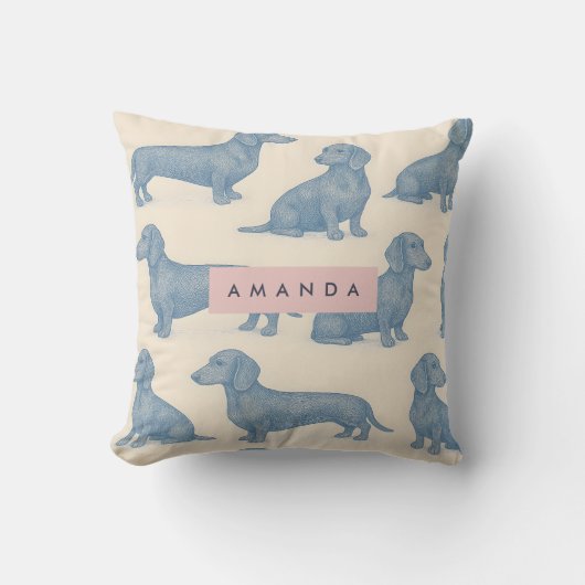 Personalized Charming Elegant Dachshund Pattern クッション (正面)