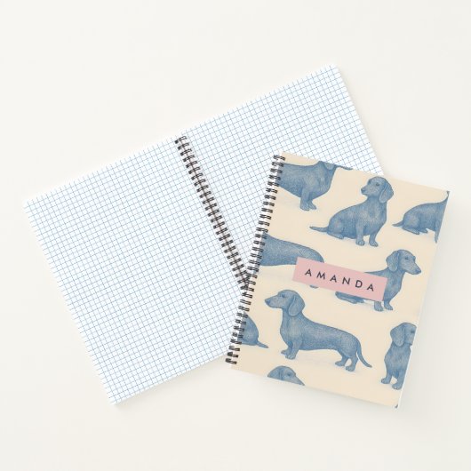 Personalized Charming Elegant Dachshund Pattern ノートブック (内部)