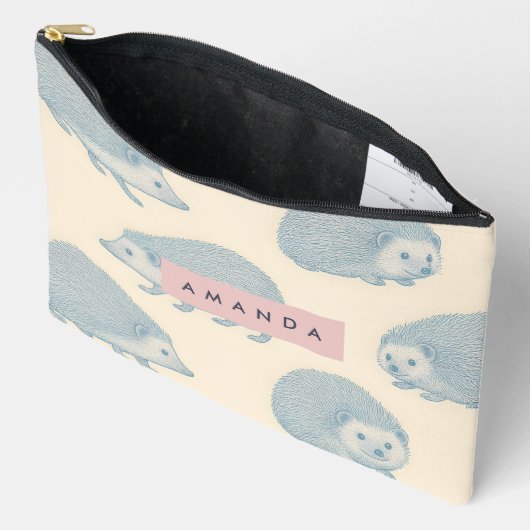 Personalized Charming Hedgehog Pattern アクセサリーポーチ (見開き)