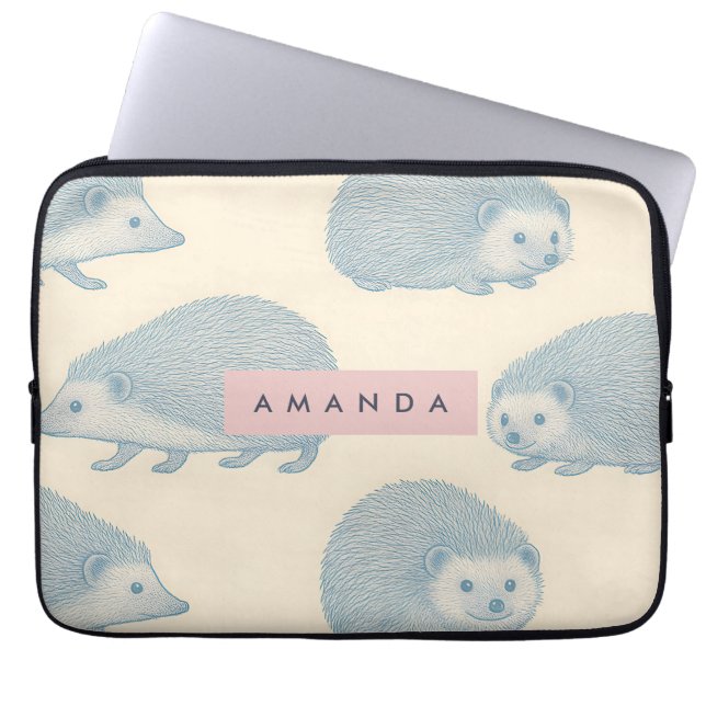 Personalized Charming Hedgehog Pattern ラップトップスリーブ (正面)