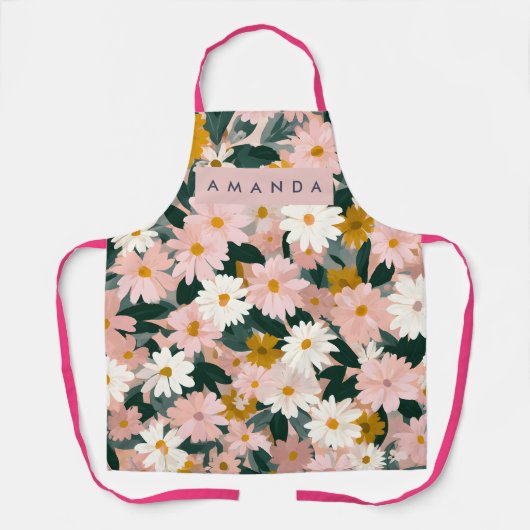 Personalized Charming Pink and White Daisy Flower エプロン (正面)