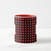 Personalized Checkered Name Mug Red Black Stripe マグカップ (中央)