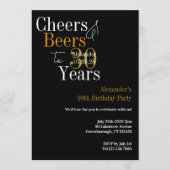 Personalized Cheers and Beers 30th Birthday Party 招待状 (正面)