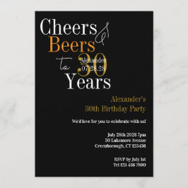 Personalized Cheers and Beers 30th Birthday Party 招待状
