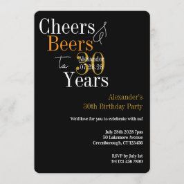 Personalized Cheers and Beers 30th Birthday Party 招待状