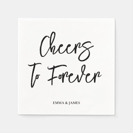 Personalized Cheers Wedding Rustic Hand lettering スタンダードカクテルナプキン (正面)