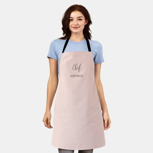 Personalized Chef Apron | Minimal Blush Pink Apron エプロン (着用した状態)