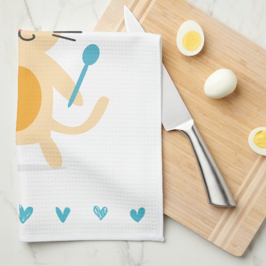 Personalized Chef Cat Kitchen Towel キッチンタオル (四つ折り)