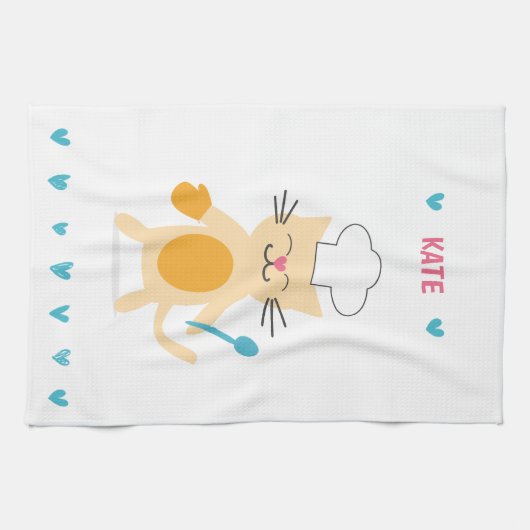 Personalized Chef Cat Kitchen Towel キッチンタオル (横)