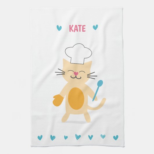 Personalized Chef Cat Kitchen Towel キッチンタオル (縦)