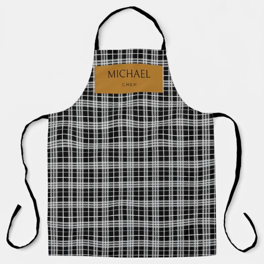 Personalized Chef Plaid Apron with Custom Name  エプロン (正面)