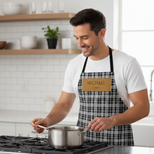 Personalized Chef Plaid Apron with Custom Name  エプロン