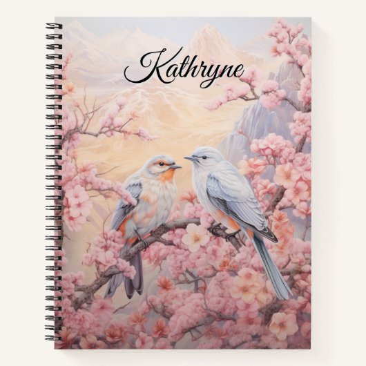 Personalized Cherry Blossom Bird  ノートブック (正面)
