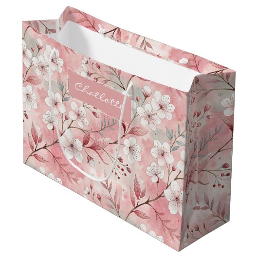 Personalized cherry blossoms ラージペーパーバッグ (正面アングル)