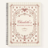 Personalized Cherry Bow Book Lover Reading Journal ノートブック (正面)