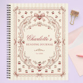 Personalized Cherry Bow Book Lover Reading Journal ノートブック