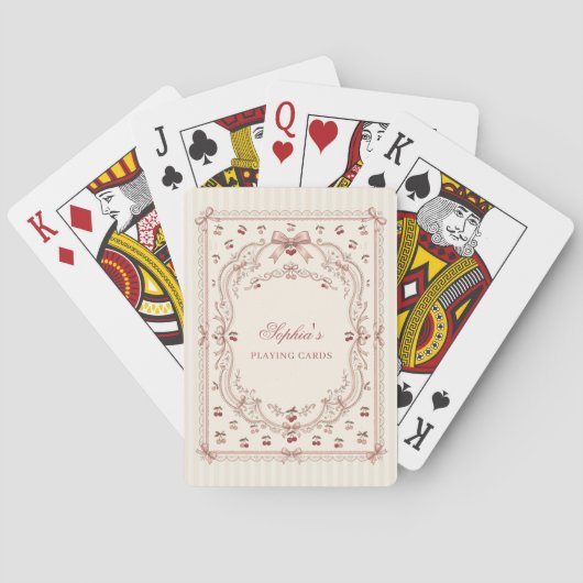 Personalized Cherry Bow Poker Playing Cards トランプ (裏面)