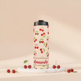 Personalized Cherry Dessert Pattern Cute Name タンブラー